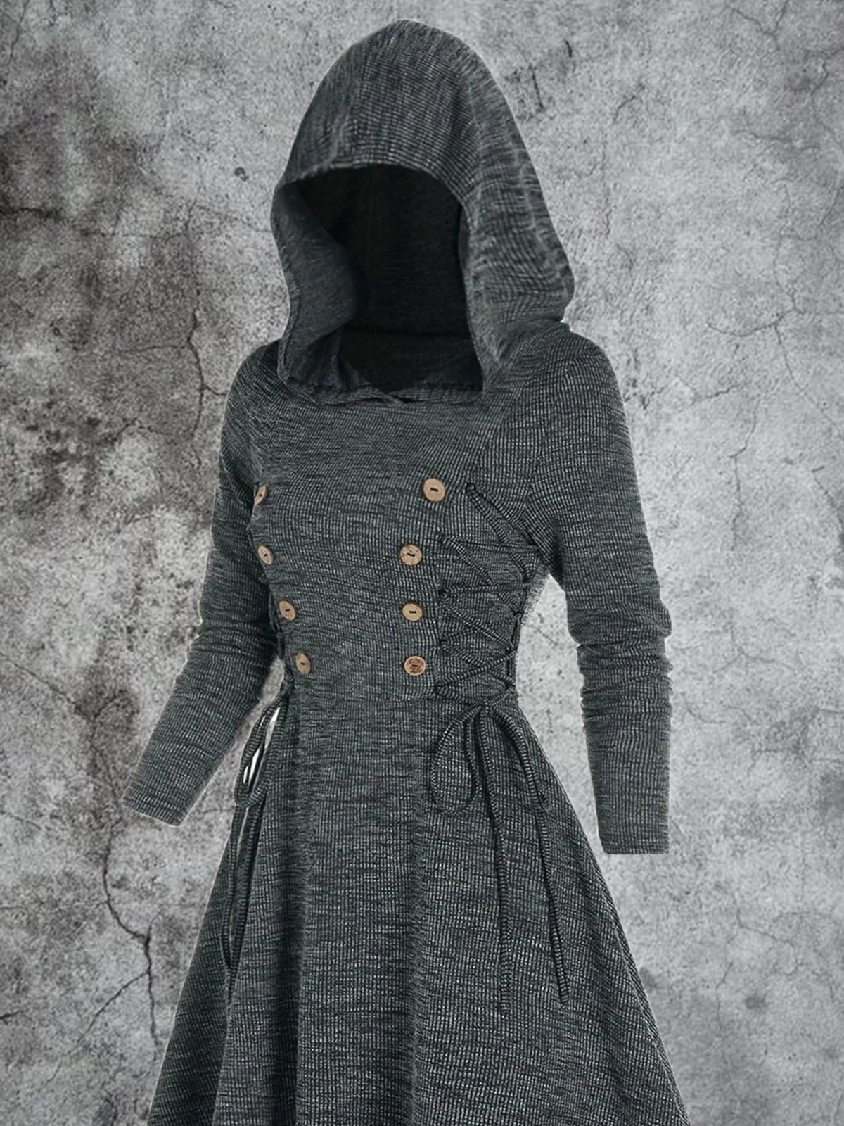 Gray Cotton-Blend Long Sleeve Shirts & Tops