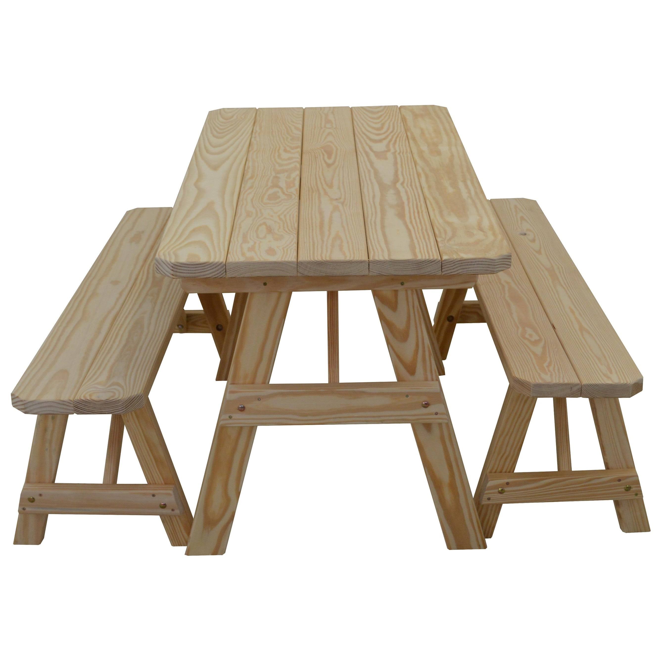 Pine 5& Traditional Picnic Table with 2 Benches - Linden Leaf Stain