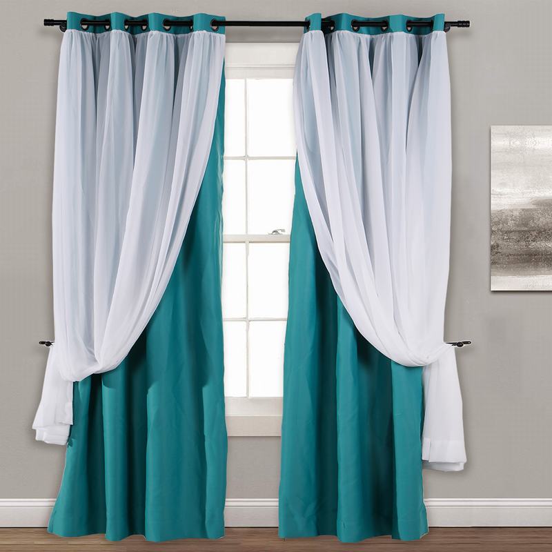 Layered Curtain Mix & Match Elegance White Crushed Voile x Blackout Curtain Grommet Panel ELI