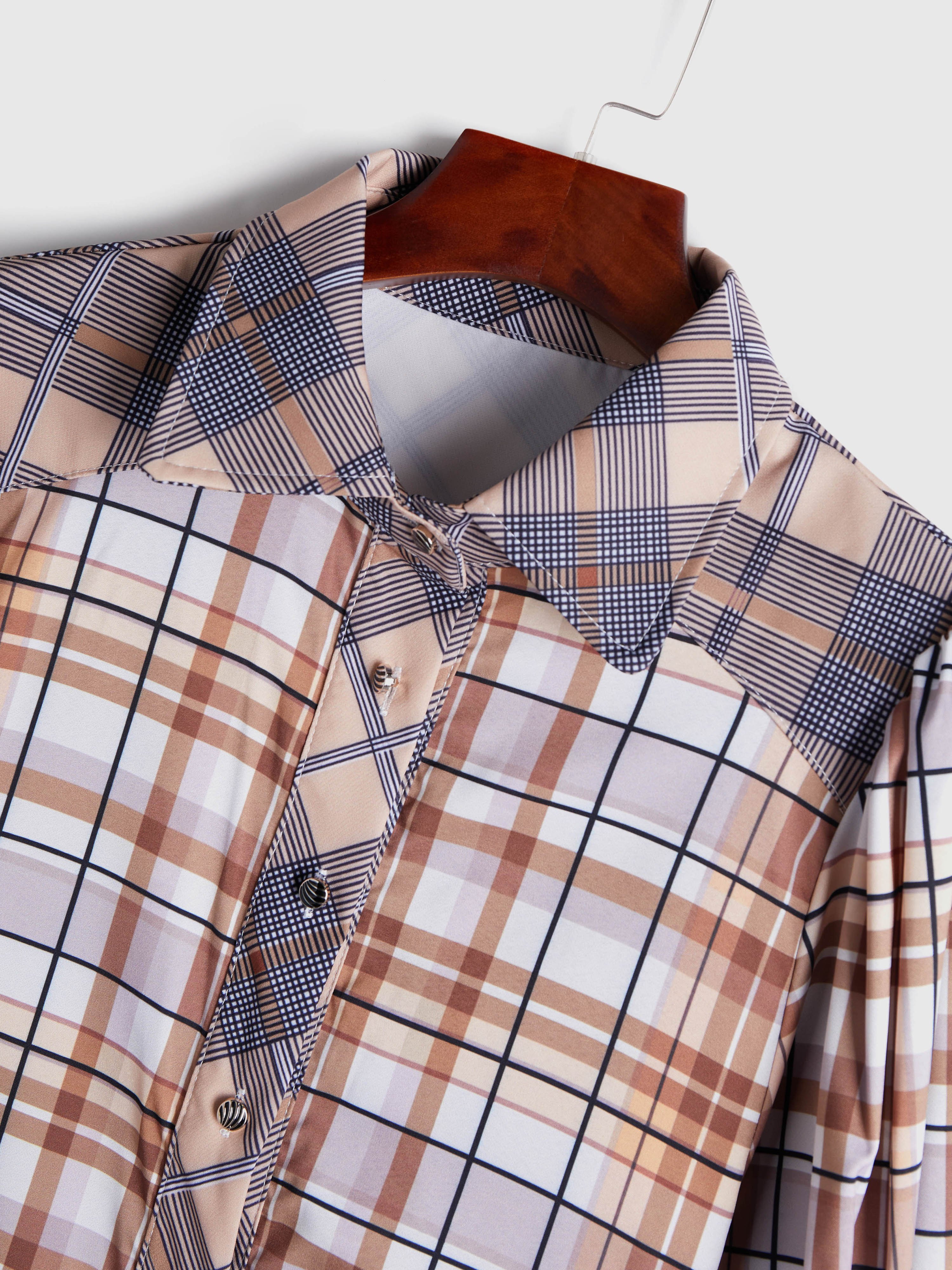 Plaid Patchwork Button Up Shirt
