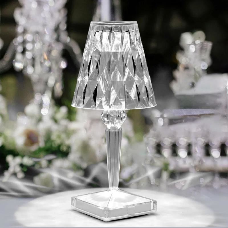 Retro Diamond Table Lamp Table Night Light Acrylic Desk Bedside Lounge Lamp