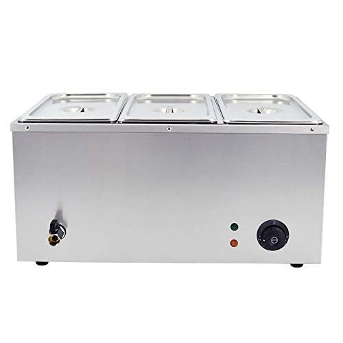 Commercial Food Warmer,3-Pan Electric Bain Marie,110V Stainless Steel