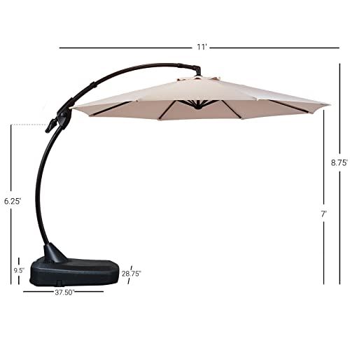 Grand Patio Deluxe NAPOLI 11 FT Curvy Aluminum Offset Umbrella, Patio Cantilever Umbrella with Base