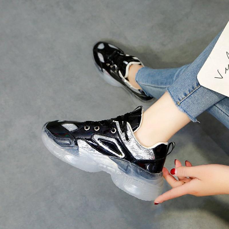 Women's European And American Fashion Sequins Color Matching Platform Sneakers