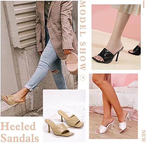 katliu Women��s Square Open Toe Heeled Sandals