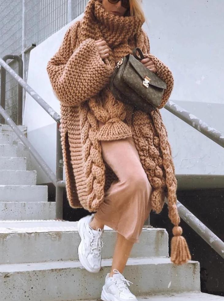 Fashion Pile Collar Solid Color Twist Irregular Sweater