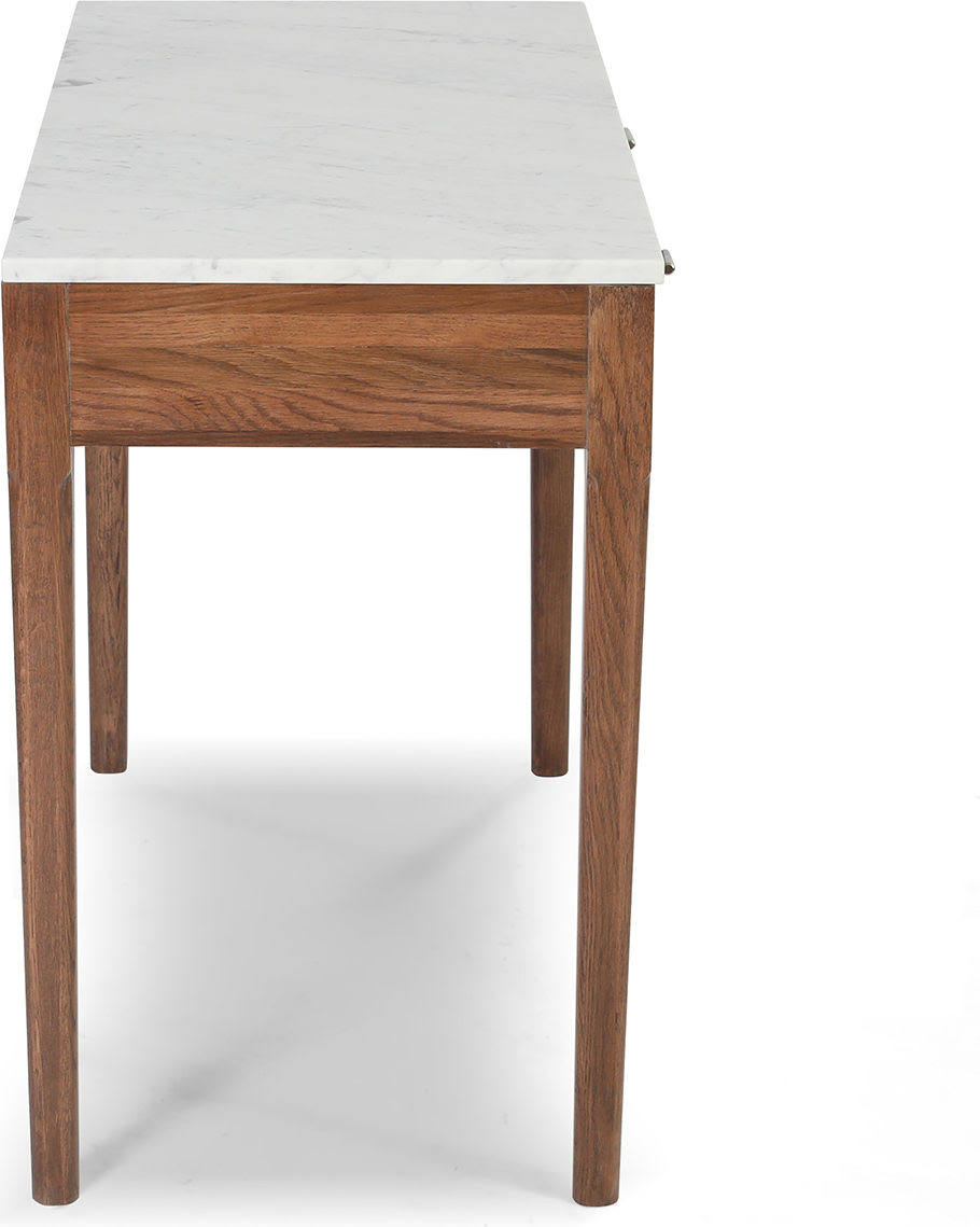 Meno Console Table - Finish: White Marble, Walnut by The Bianco Collection