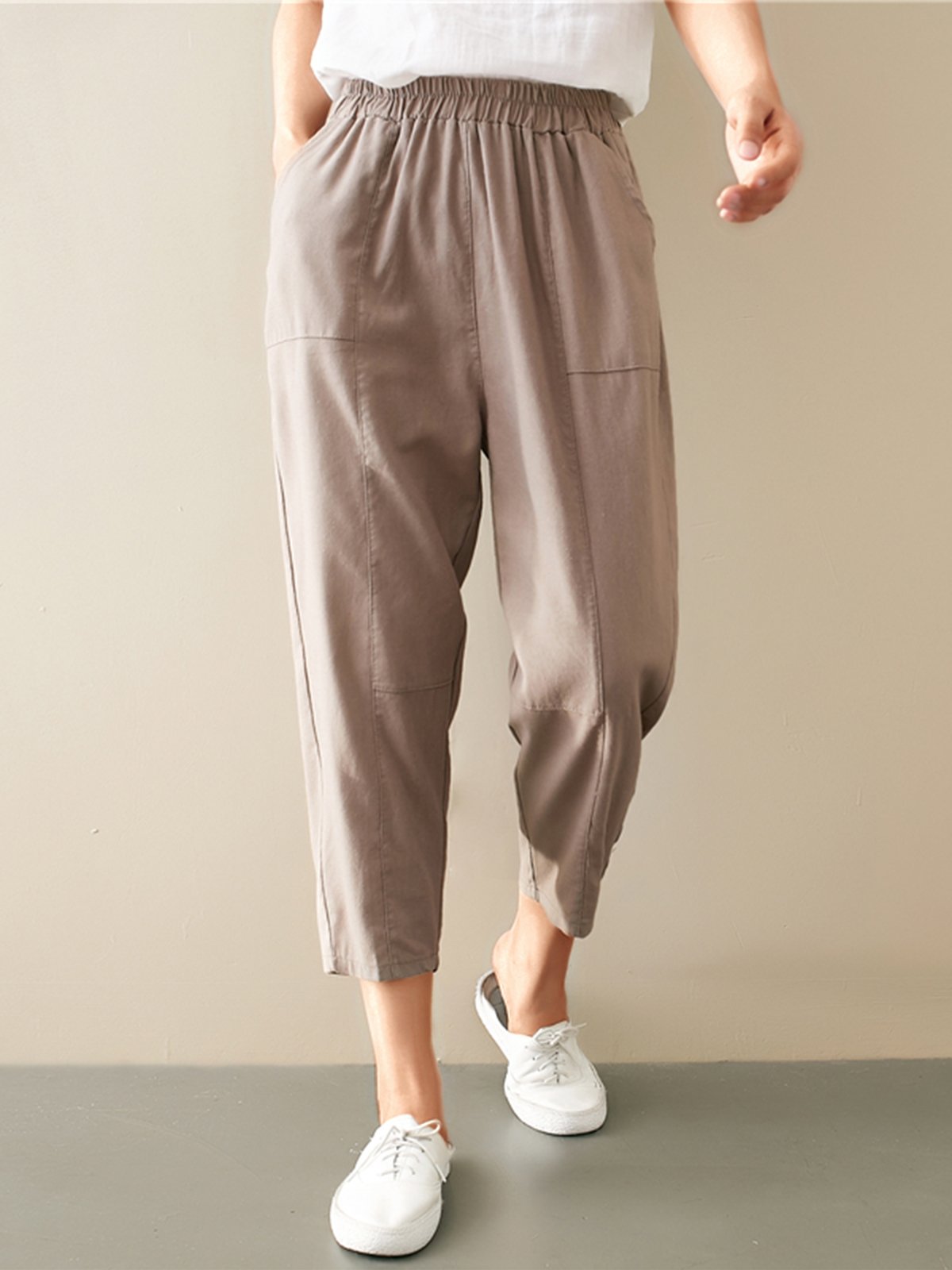 Plus Size Women Plain Casual Pants