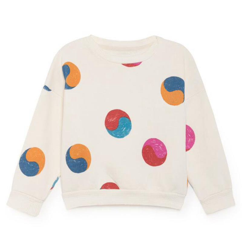 Toddler Girl White Dots Long Sleeve Sweatshirt