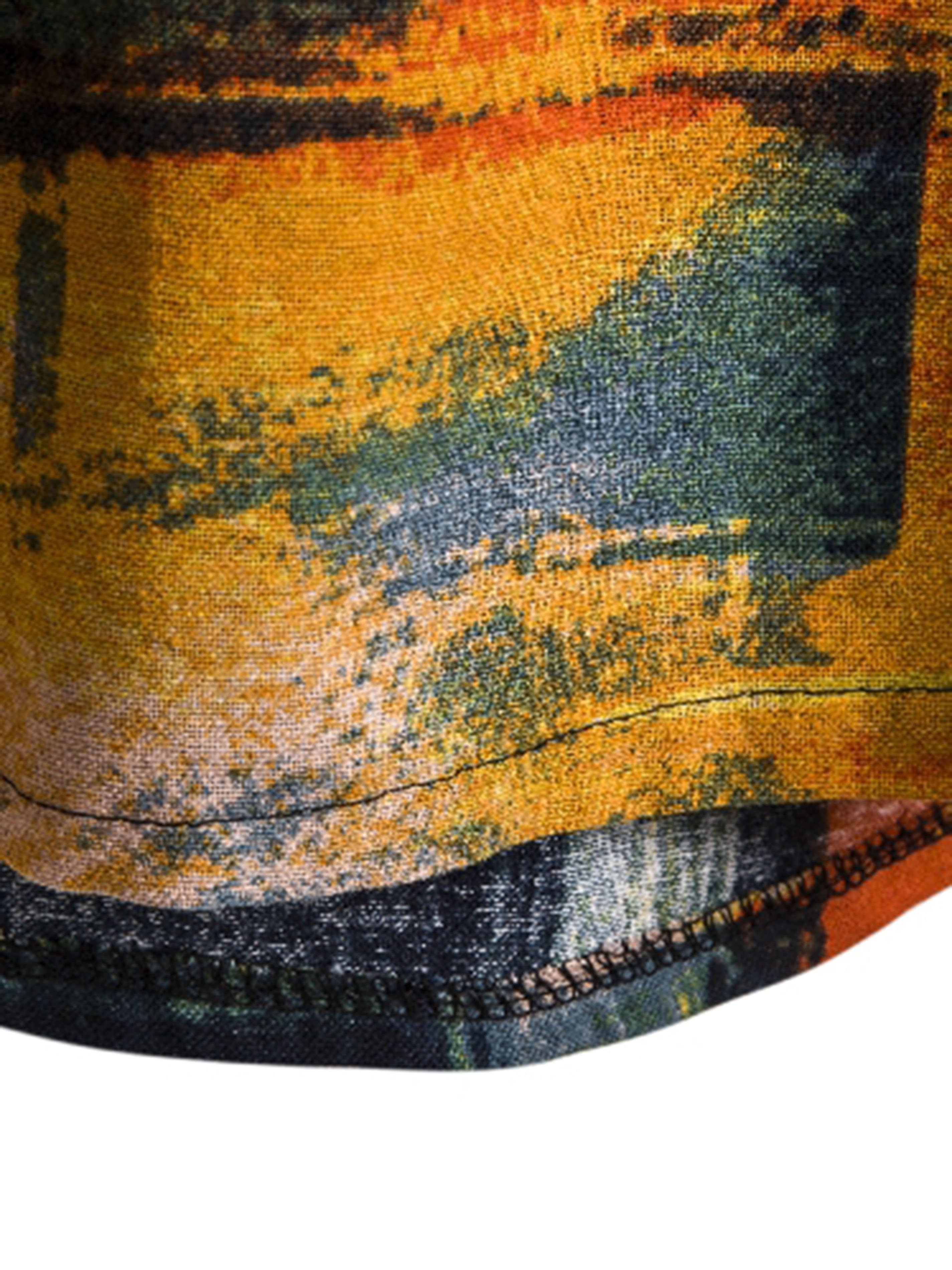 Men's Abstract Painting Graphic Front Pocket Shirt