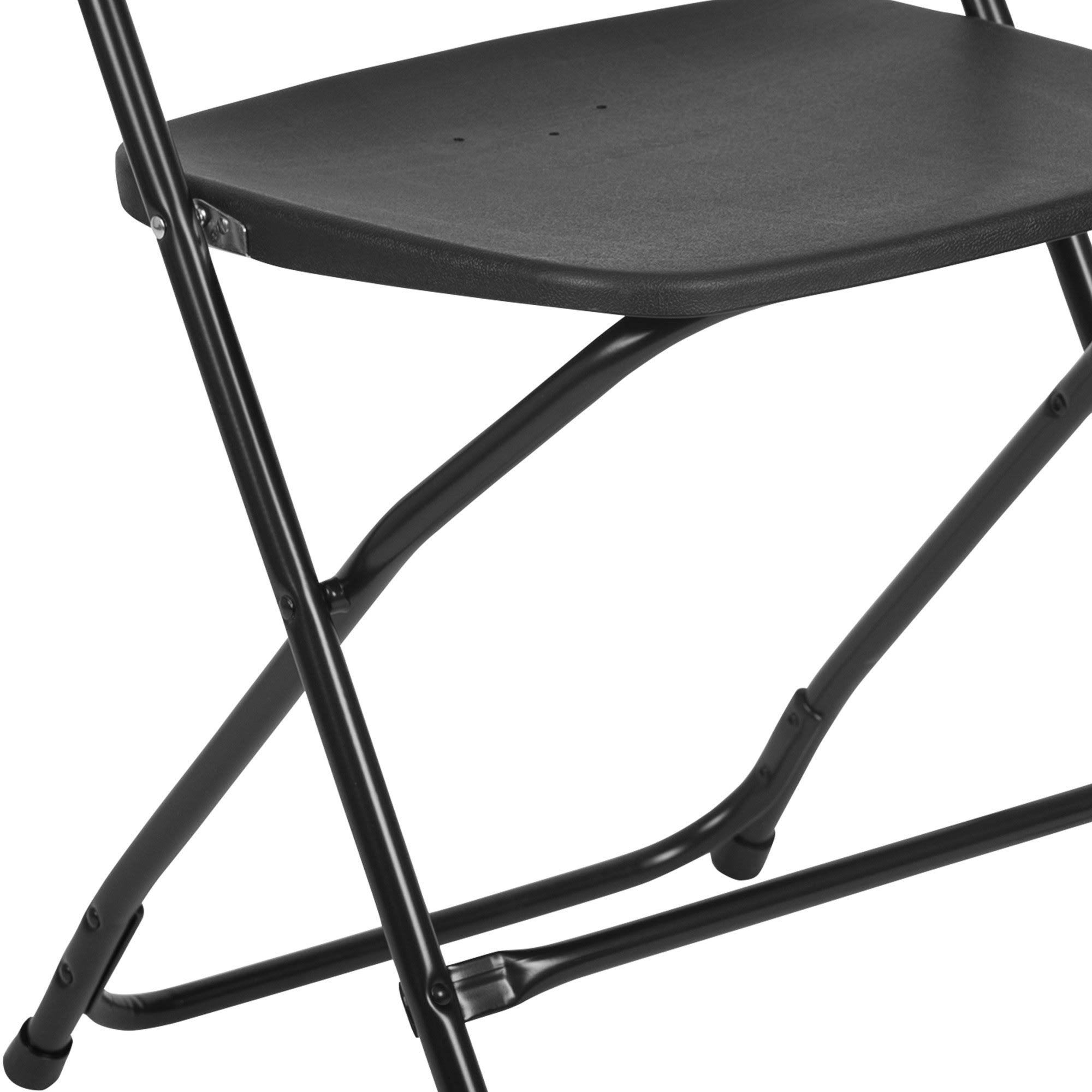 Flash Furniture Hercules Plastic Armless Folding Chair, Black, 4/Pack