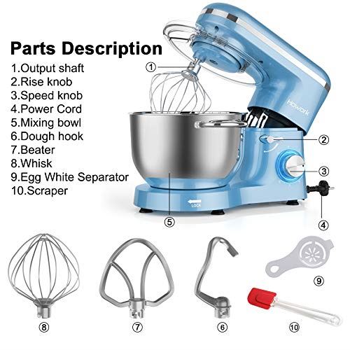 660W Electric Kitchen Food Mixer With 6.55 Quart Stainless Steel Bowl