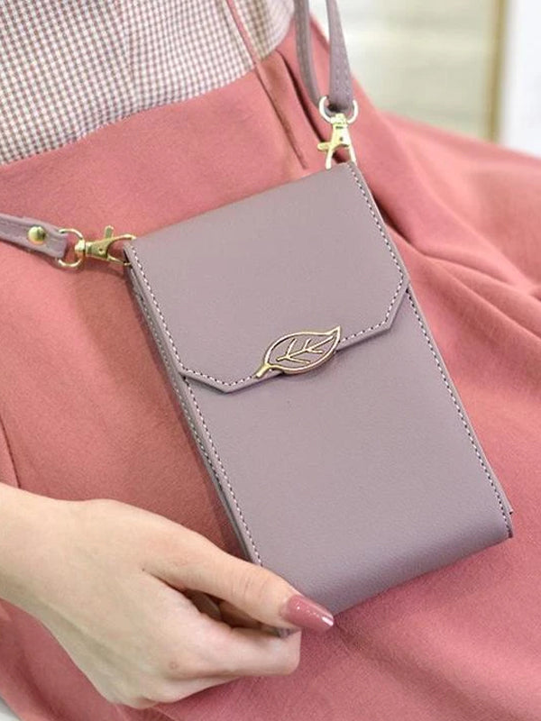 Fashion Leaf Women Cell Phone Bag Purse