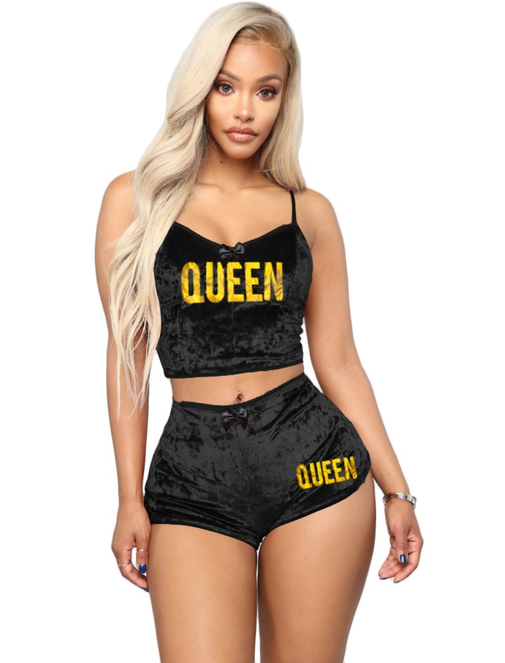 Summer Sports Two Piece Velvet Short Set