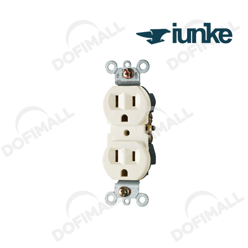 TOMACORRIENTE DOBLE POLO TIERRA COLOR MARFIL 15A