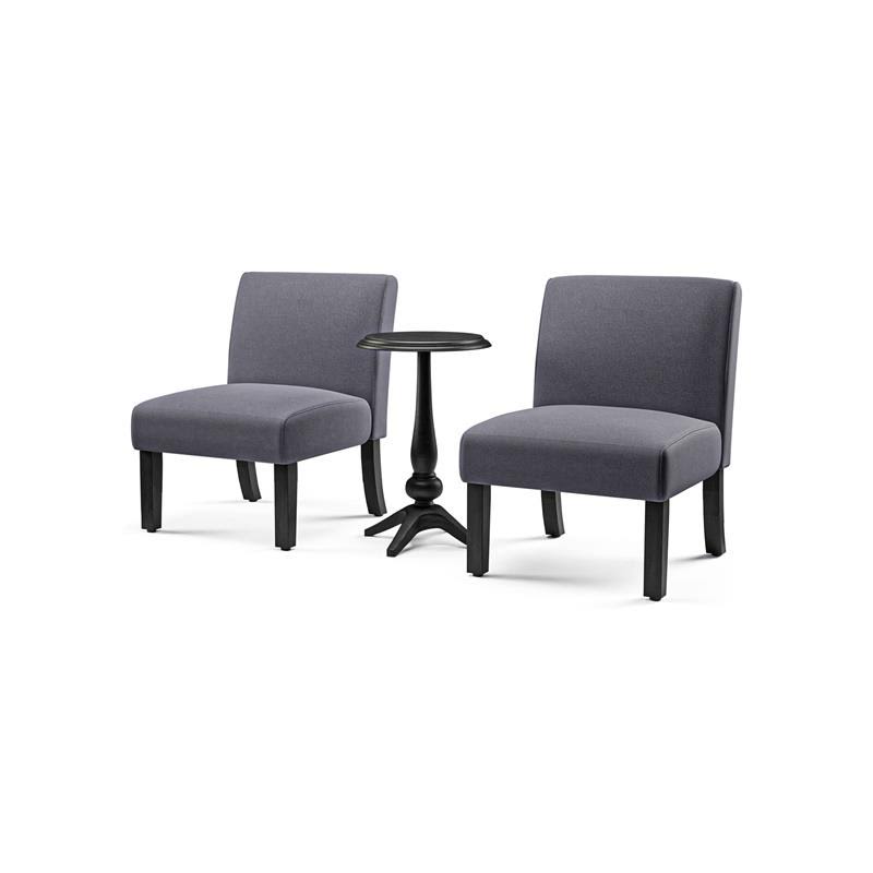 Furniture of America Lapira 3-Piece Accent Chair and Table Set in Gray