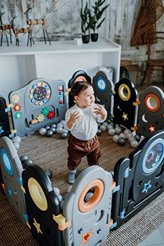 Safe Zone Playpen Gray Black Baby Playpen – Kids Activity Center Playard