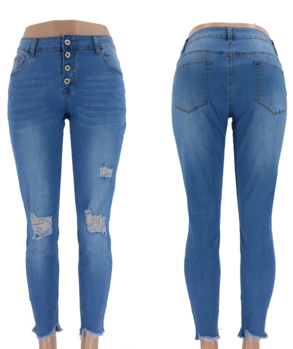 Western High Waist Ripped Fit Jeans