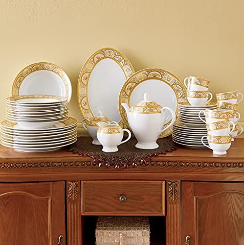47-Piece Accent Dinnerware Set, Gold Palazzo