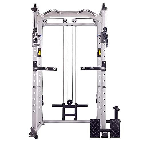 Mikolo Multi-Function Power Cage, 1400 lbs Commercial Weight Cage with Cable Crossover Machine, J-Hooks, Landmine
