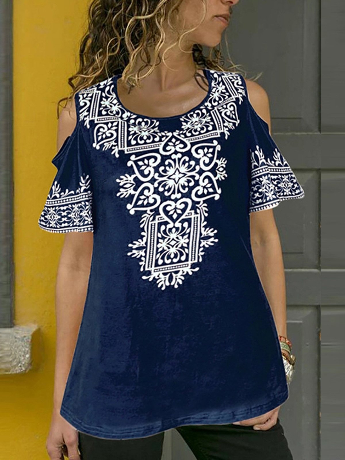 Women Casual Printed Tops Tunic T Shirt