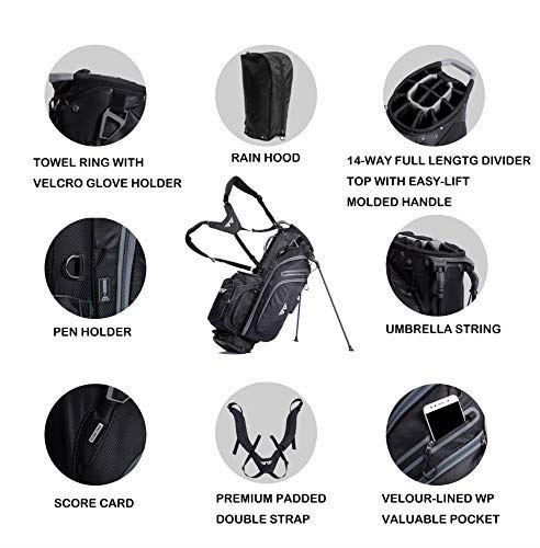 EG EAGOLE Light Golf Stand Bag 14 Way Full Length Black