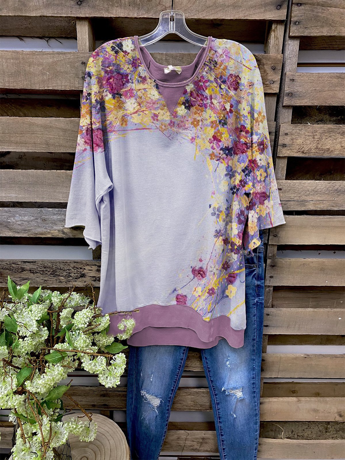 Vintage Floral Half Sleeve Shirts & Tops