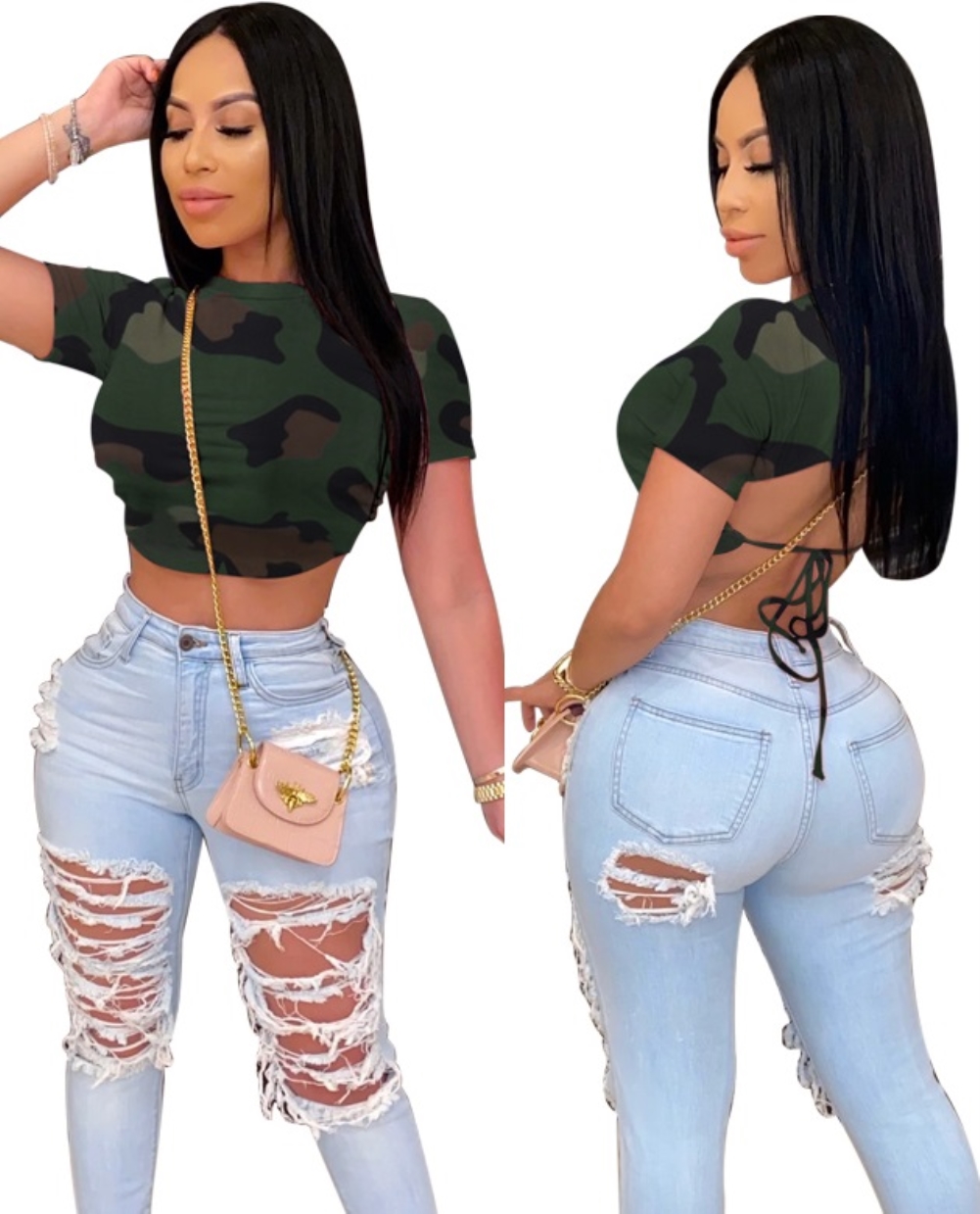 Sexy Camou Print Crop Top