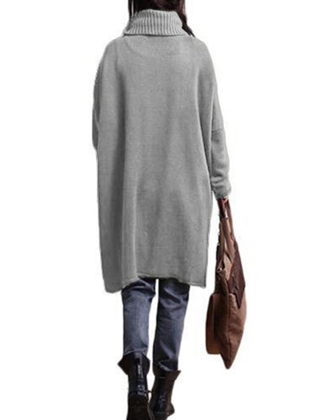 Casual Turtleneck Asymmetrical Long Sleeve Sweater