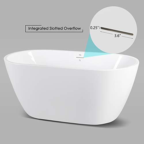 Shaped Freestanding Soaking Bathtub, cUPC Certified, Glossy White Freestanding