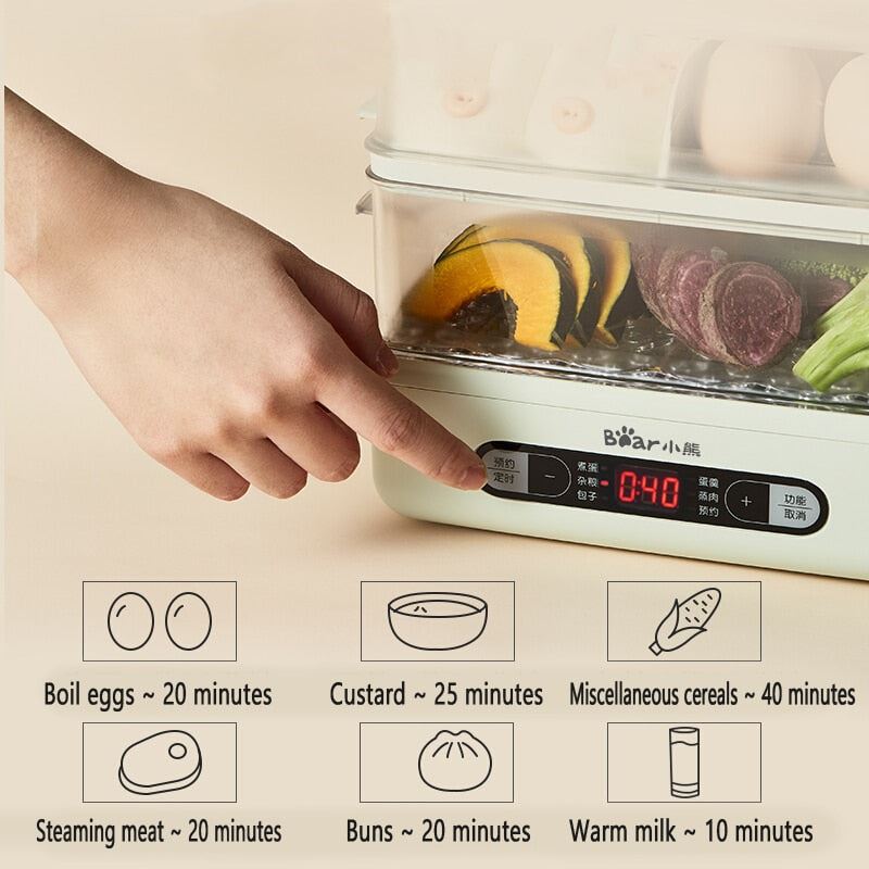 Pot Steamer Cooker Egg Boiler Home Breakfast Machine Double Layer Multifunction Timing Hot Pot Food Warmer