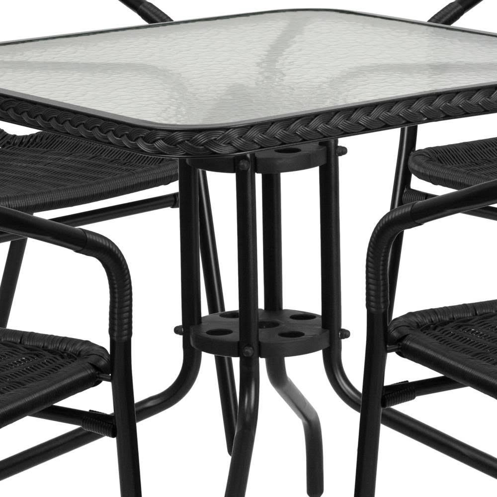 Flash Furniture Square Glass Metal Table, Brown/Black
