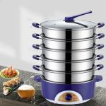 Stainless Steel Electric Food Steamer Pot Stainless  Pan Rice Bun Steamer Steam Cooker Instant