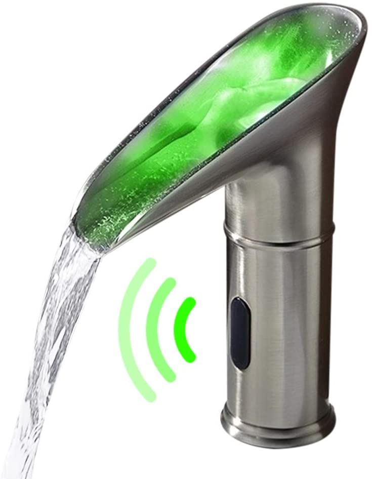 Waterfall Lavatory Faucet, Single Hole Brushed Nickel