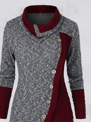 As Picture Paneled Shawl Collar Long Sleeve Dresses