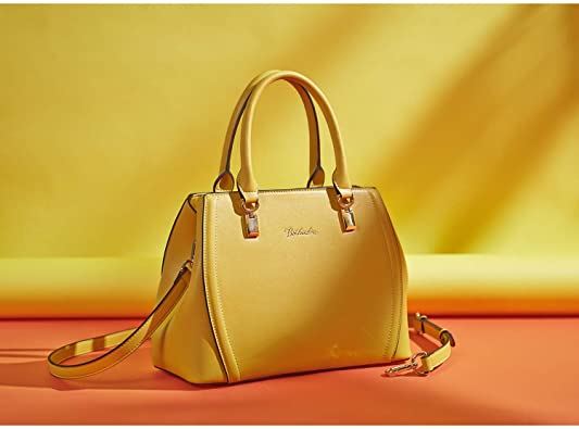 BOSTANTEN Women Leather Handbag Designer Top Handle Satchel Shoulder Bag, Black