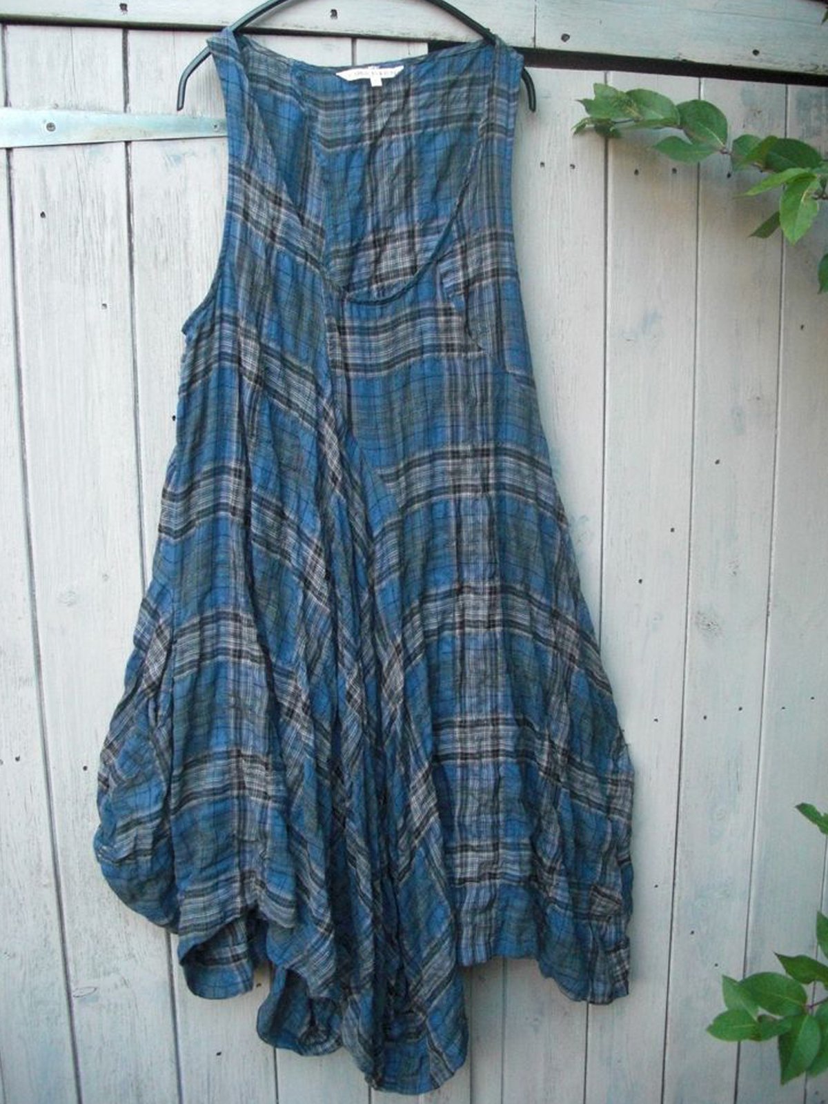 Blue Cotton Sleeveless Crew Neck Dresses