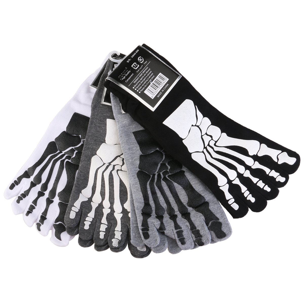 UEETEK 4 Paar Männer Fünf zehe Socken beiläufige Baumwollklauen Muster kurze Socken