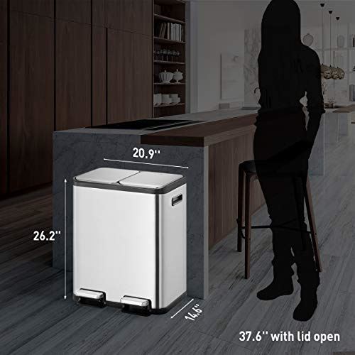 30L Dual Compartment Kitchen Recycle Trash Can