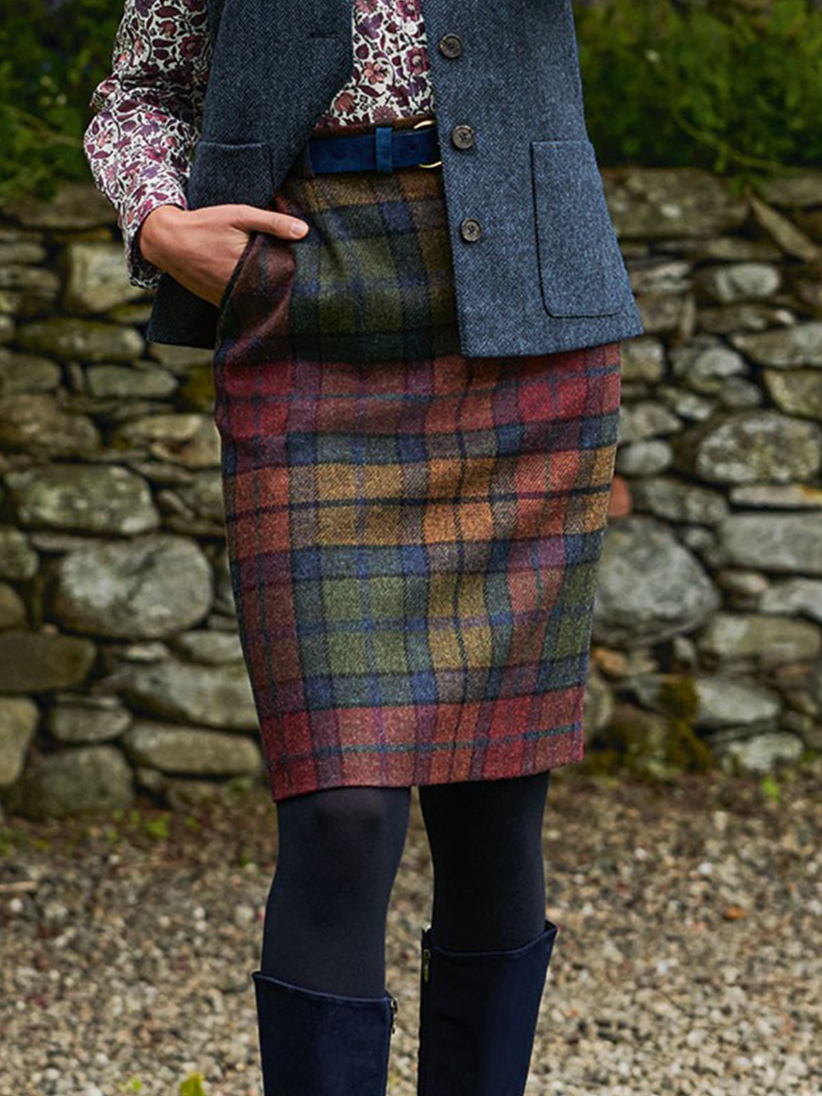 Multicolor A-Line Vintage Knitted Skirts