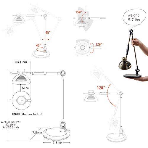 LED Table Lamp LED Desk Lamp, Metal Swing Arm Dimmable Drafting Gesture Control