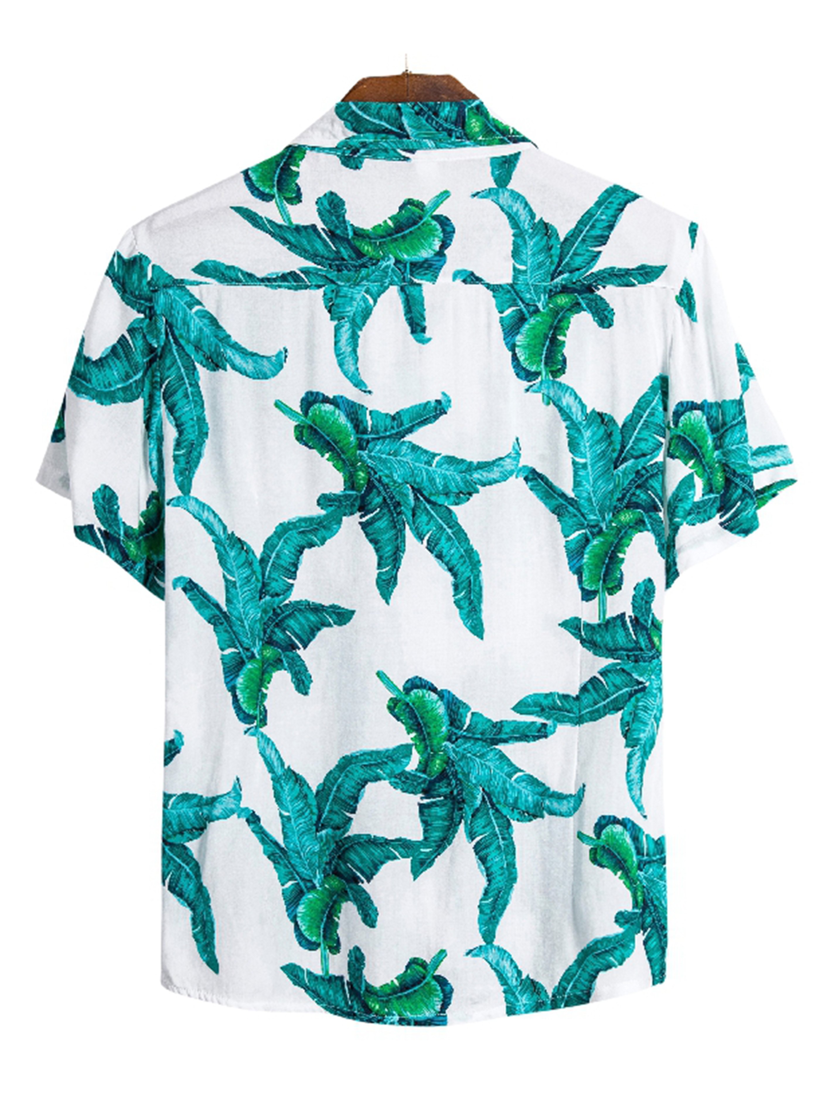 Men's Fresh Banana Leaf Print Button Up Shirt