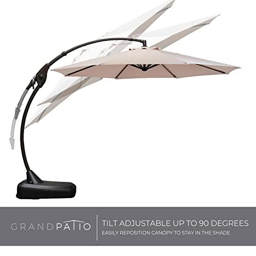 Grand Patio Deluxe NAPOLI 11 FT Curvy Aluminum Offset Umbrella, Patio Cantilever Umbrella with Base