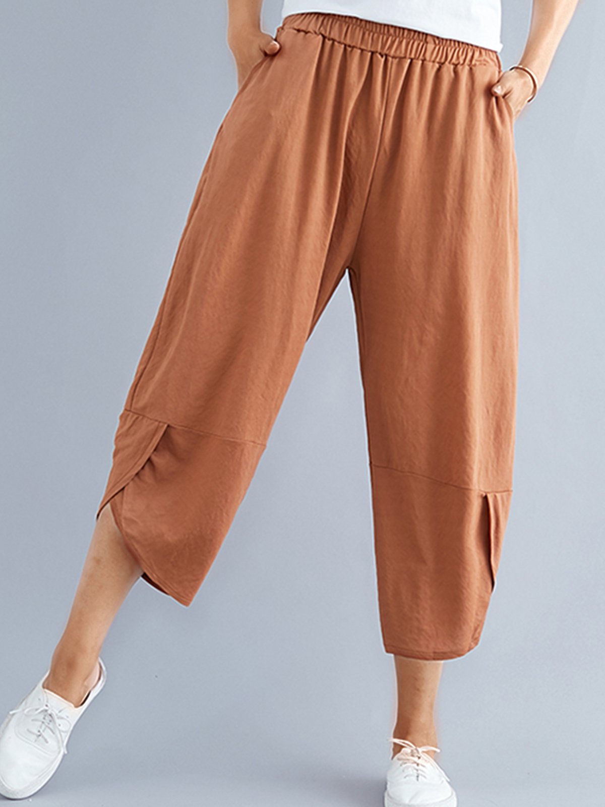 Plus Size Women Plain Casual Pants