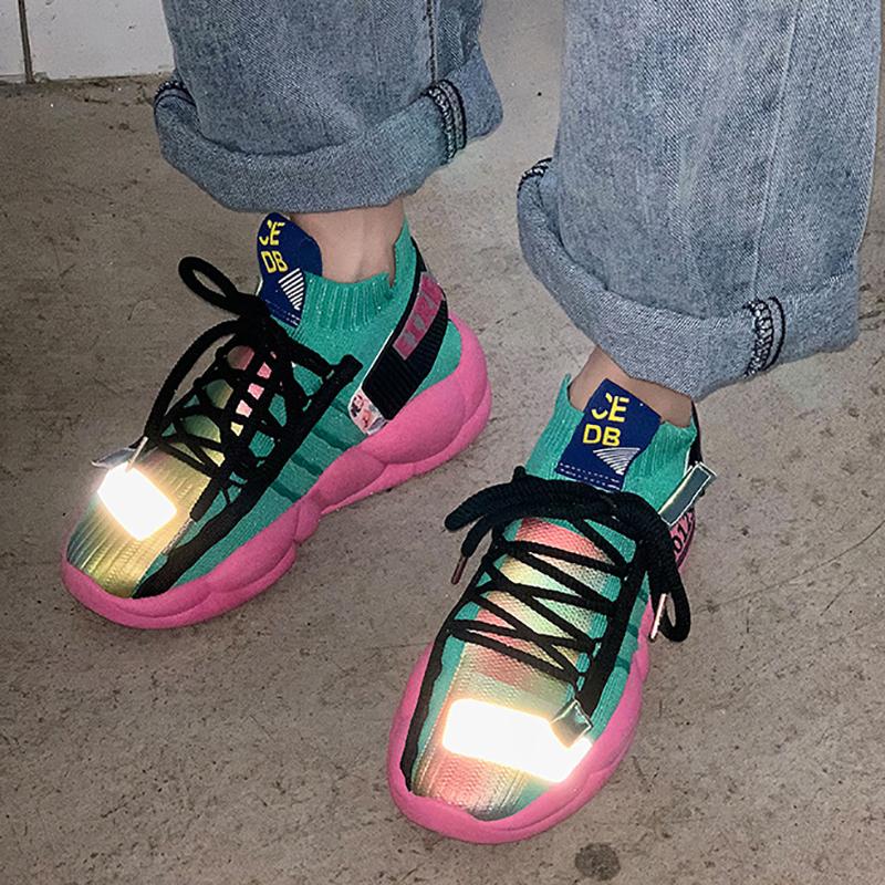 Women's Fashion Casual Color Matching Flyknit Sneakers