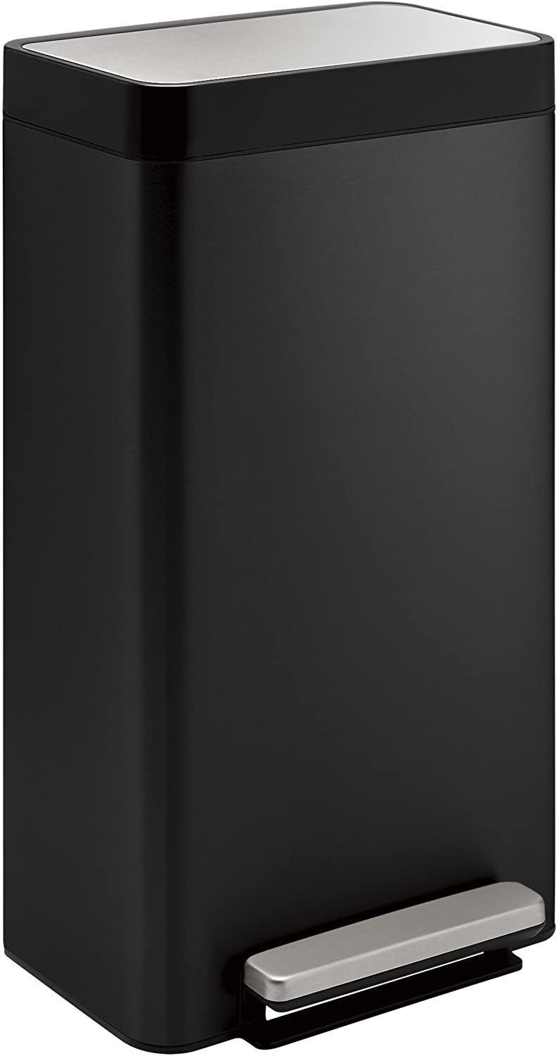 Kohler K-20956-BST Dual Compartment Step Trash Can, Liner, Black Stainless