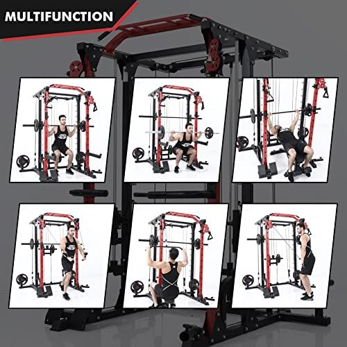 ER KANG Smith Machine, 2400LB Power Cage with Cable Crossover&LAT Pull Down System