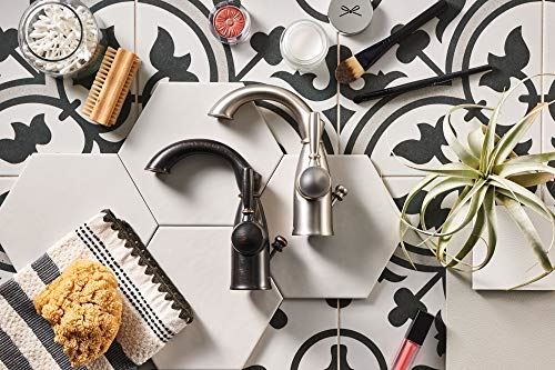 Hole Rustic Farmhouse Bathroom Sink Faucet with Optional Deckplate, Spot Resist Brushed Nickel