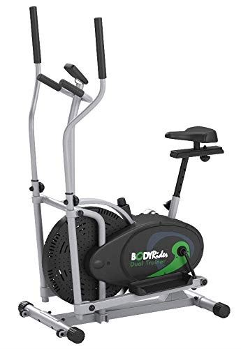 Body Rider Elliptical Trainer and Exercise Bike with Seat and Easy Computer-  Black & Grey