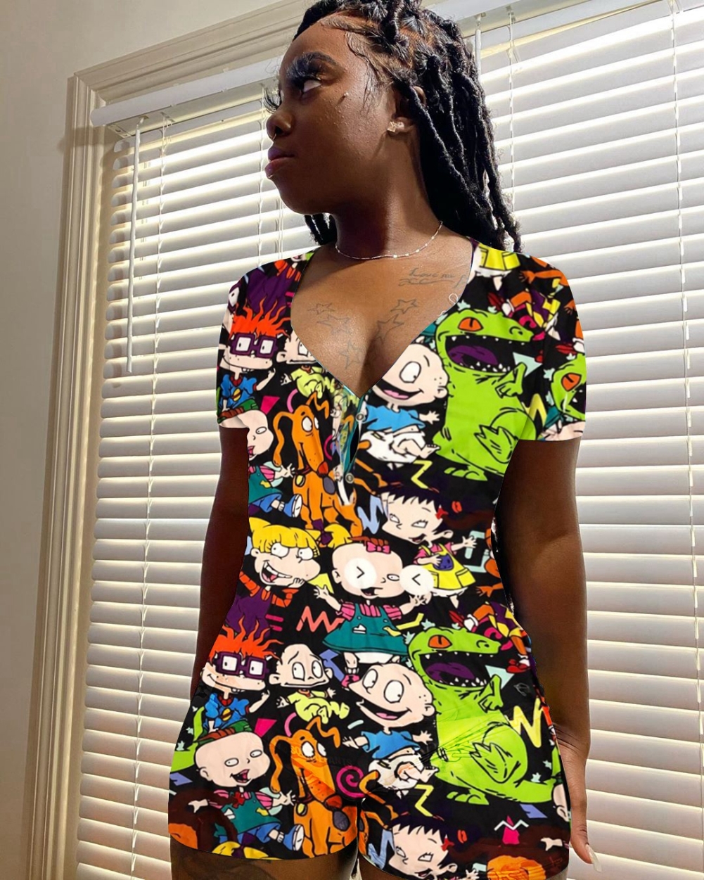 Summer African Cute Print V-Neck Rompers